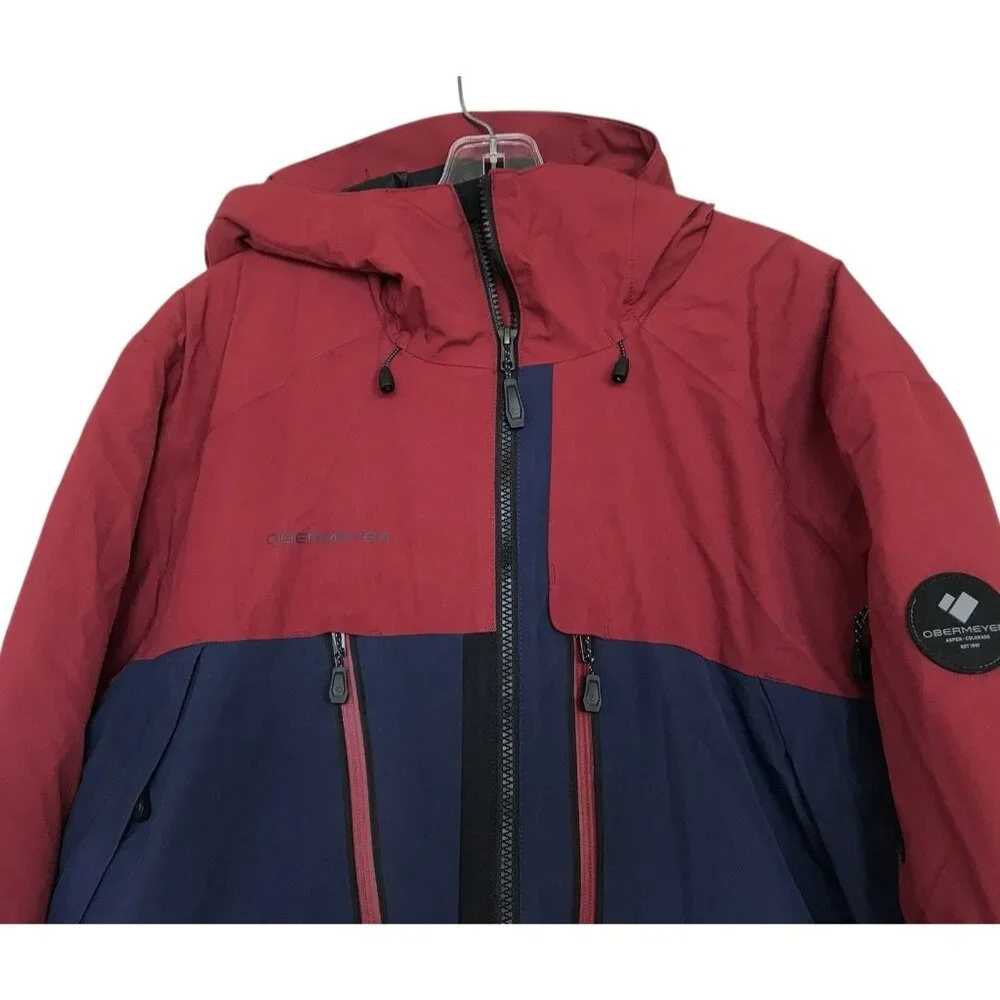 Obermeyer Ski Jacket Mens Size Medium M Cirque Red Blue Snowboarding Hooded $349